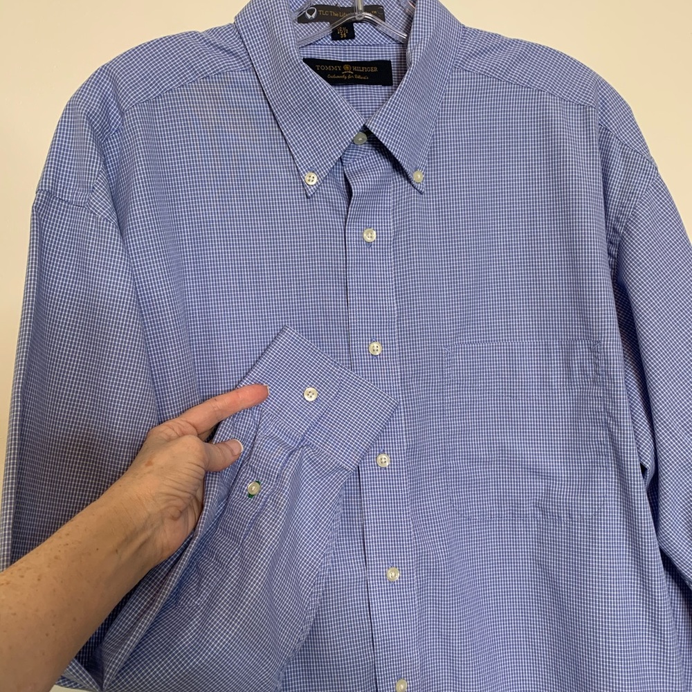 Tommy Hilfiger TLC Collar L/S Checks Sz 16.5 X 35 Large